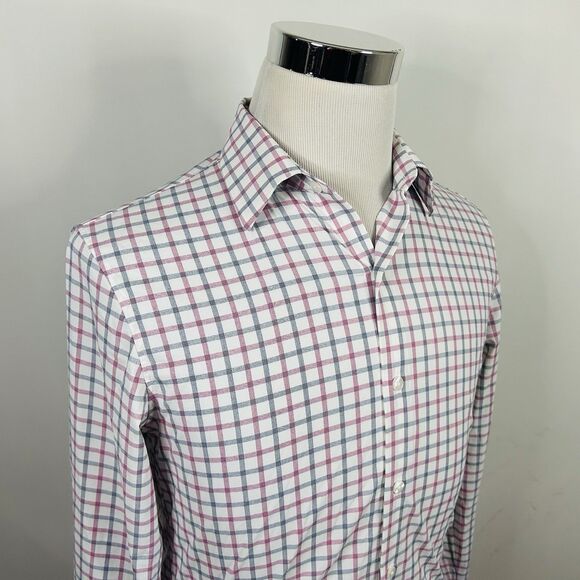Bonobos Small Tailored Fit Casual Shirt Red White Blue Plaid Nylon Blend - Picture 1 of 5